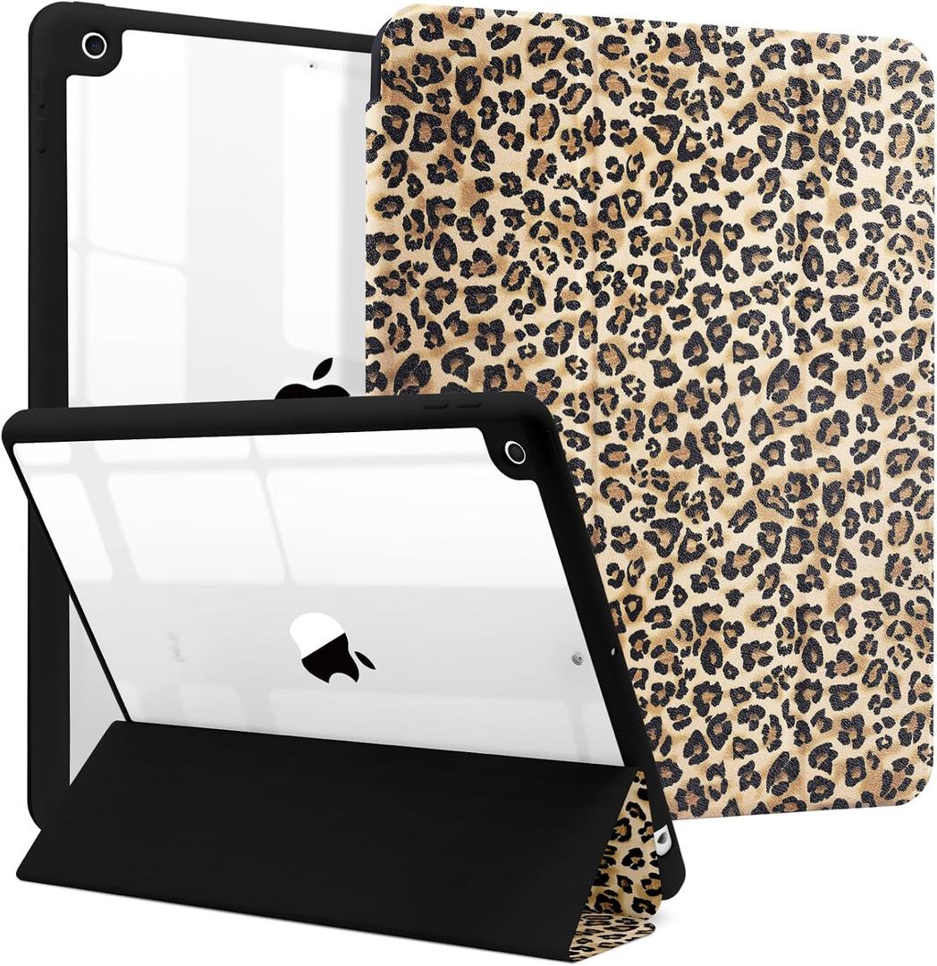 MrARTIST for iPad 9th/8th/7th Generation Case - Tablet Case Cute for Women Girls Girly Kawaii Aesthetic Preppy Kawaii Chic Cool Design for Apple Tablet Cover with Pencil Holder, Leopard Print