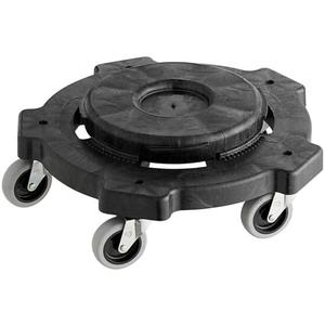 Commercial Round Trash Can Dolly, 250 lb Capacity, 18" Diameter, Black/Gray, Fits 20-55 Gallon Cans