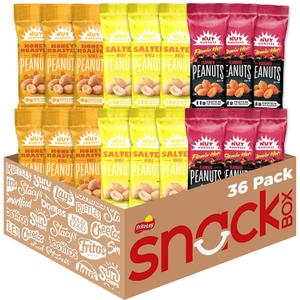 Nut Harvest, 3 Flavor Peanuts Variety Pack, Individual Bags (36 Pack) (EXP 09/01/27)