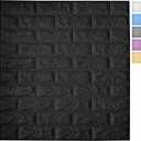 Art3d 11-Pack 64 Sq. Ft Peel and Stick 3D Wall Panels for Interior Wall Decor, Self-Adhesive Foam Brick Wallpaper in Black, 11pcs-30.5x27.5inch