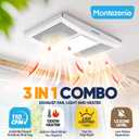 Bathroom Exhaust Fan with Heater, 1300W Household Ventilation Fans with LED Light, 110 CFM 1.5 Sone Quiet Ceiling Bath Vent Fan for Home Bathroom Hotel, Metal Housing, Ceiling Mount, 4" Duct