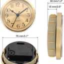 PATIKIL 3.5" 90mm Quartz Clock Insert, Round Quartz Movement Miniature Clock Mini Arabic Numeral Clock Fit 78mm/3.1" Diameter Hole for Replacement Home, Gold Tone, Style 1