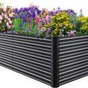 6x3x2ft Metal Raised Garden Bed,Deep Root Outdoor Galvanized Planter Box,Patio Kit Planting Beds for Vegetables Flowers Herb,Black