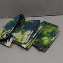 Dining Chair Cover Set of 3, Removable Chair Back Covers Green Tree Leaf Flower Boat on Lake Washable Kitchen Chairs Slipcover for Home Dining Room Office Hotel Natural Forest Landscape (Seagreen Lavender White)