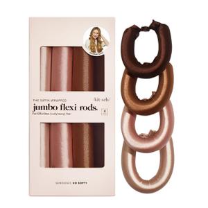 Kitsch Satin Hair Curlers, Heatless Curling Rod - Jumbo Flexi Rod, Heatless Hair Curler - Hair Curlers to Sleep In - No Heat Overnight Curls - For All Hair Types and Texture - 4pcs Rosewood (4 Count (Pack of 1))