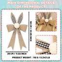 Easter Bunny Wreath Bows Decorations Burlap Rabbits Bows with Plaid Bunny Ears Pom for Spring Home Front Door Wall Decor