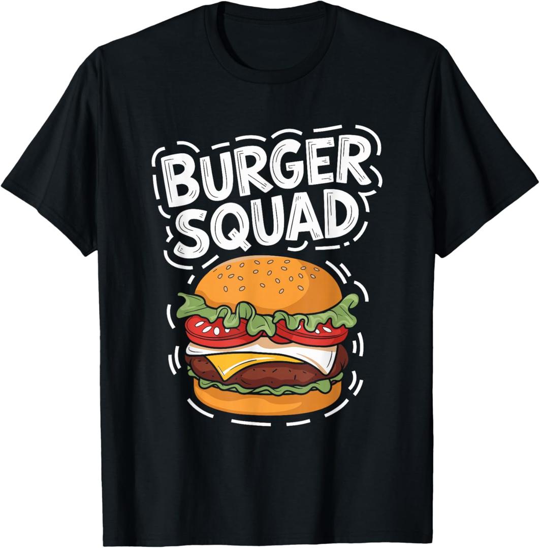Burger Squad, Cheeseburger Crew Burger Lover Fast Food T-Shirt, Size L