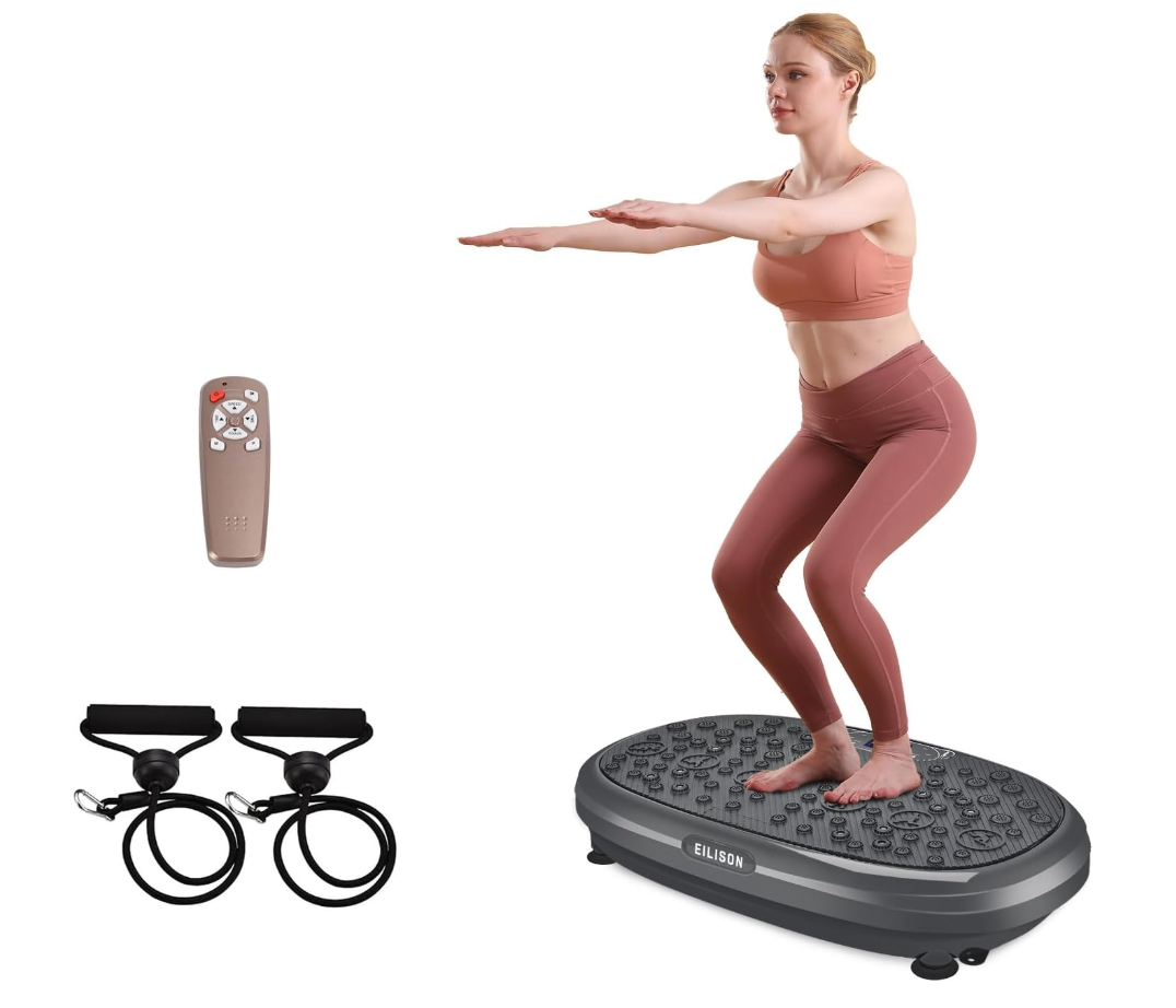 EILISON FitMaxx 3D XL Vibration Plate Exercise Machine - Whole Body Workout Vibration Platform w/Loop Bands - Lymphatic Drainage Machine for Weight Loss, Shaping, Recovery