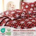 JSD Christmas Quilt Set King Size, Red Buffalo Plaid Snowflakes Bedspreads, 3 Piece Microfiber Coverlet Quilted Blanket with Pillow Shams