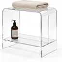 21" Acrylic Shower Bench with Storage Shelf - Waterproof Bath Stool for Spa & Shower, Heavy-Duty Seating (Holds 400lbs) - Ideal for Shaving Legs & Organizing Items