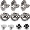 200 Sets Cz White Clear Crystal Rivets Rapid Rhinestone Silver Color Stud Rivets fit for DIY Leather-Craft and Garment (10 MM)