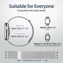 Bestsure Milanese Loop Watch Band Compatible with Apple Watch 42/44/45/46/49mm, Metal Stainless Steel Mesh, Dual Magnetic Clasp, for Series 9/8/7/6/5/4/SE/3/2/1, Ultra, Men & Women, Silver