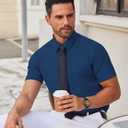 COOFANDY Men's Stretch Dress Shirts Short Sleeve Wrinkle Free Casual Button Down Shirts (M)