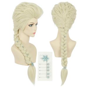 karlery Women Long Blonde Braided Princess Wig with 6 Hairpins Beige Braid Wig for Halloween Costume Cosplay Party