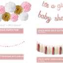 Kiwayo Baby Shower Decorations for Girl- Rose Gold Glitter Banner, Tissue Paper Poms, Round Dots Garland and Tassels Garland- Baby Girl Gender Reveal Birthday Party Decorations
