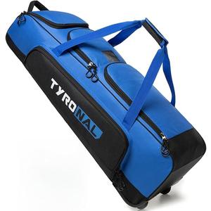 Baseball Bag with Wheels, Rolling Catchers Gear Bag for 4 Bats Soft Rolling Baseball Bag With Multi-Pockets, Fence Hook, Holds All Baseball Equipment, Dimensions: L: 36.5 x W:11.5 x H: 11 inches