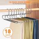 18 Pack Space Saving Open Ended Metal Pant Hangers, Non Slip Jean Hangers for Men and Women, Closet Storage Organizer for Clothes Leggings Slacks Trouser Ties