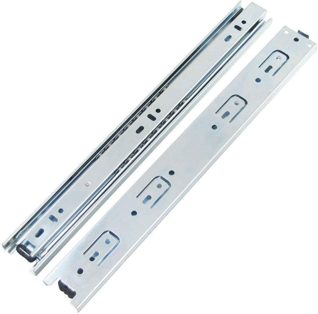 Drawer Slides, 11 Inch Full Extension 3 Section Ball Bearing Side Mounted Drawer Slider for Cabinet Kitchen Furniture 2 Pack (11 inch, Silver)