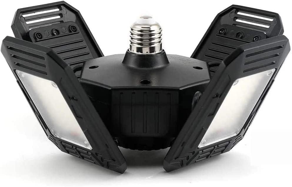 LED Garage Lights with Motion Sensor - 12000 Lumen 6500K Daylight 120W, Four Leaf Garage Organization Ceiling Lighting