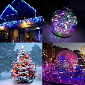 65.6ft 200 LED Solar Lights Outdoor String, Solar Outdoor Lights with 8 Lighting Modes, Waterproof Solar Powered Fairy Lights for Garden Patio, White