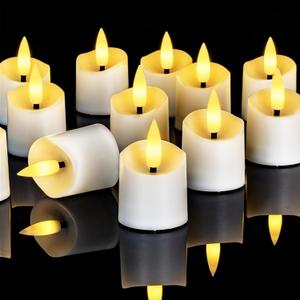 2 x Homemory 12Pack Timer Flameless LED Votive Candles, Realistic 3D Flickering Flameless Candles, Long Lasting Battery Operated Tealight, for Thanksgiving Day, Christmas, Wedding Decor-White Base