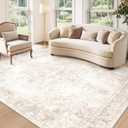 Area Rug 5x7 Vintage Rug: Washable Indoor Medallion Rugs Low Pile Distressed Floor Carpet Retro Accent Rug for Living Room Bedroom Kitchen Dining Table Home Office(Retro Beige, 5'x7')