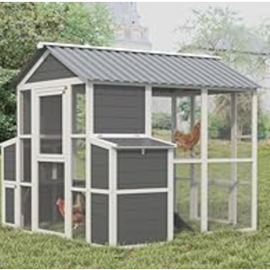 YOPTO Outdoor Wooden Chicken Coop for 10 Chickens, Large Hen House Poultry Habitat Pet Hutch Run Cage with 2 Chicken Nesting Boxes, Walk in Chicken Coops Run W/Ramp and Run, Waterproof Roof,(80"×82"×69")