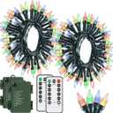 Solhice 2 Pack 20ft Battery Operated String Lights with Remote Outdoor Indoor, Each 50 LEDs Mini Fairy Light, Multicolor Twinkle Lights for Bedroom Yard Garden Decor (Multicolor - Dark Green Wire)
