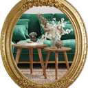 Oval Resin Vintage Mirror, Wall Mounted Decorative Mirror for Entryway, Hallway, Bedroom Oval Mirror 11.8x10 inch (Gold)