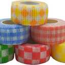 6 Pack Self Adhesive Bandage Wrap Checkered Print Elastic Cohesive Stretchy Sport Grip Tape for Finger Wrist Toe Vet Wraps (1 Inch x 4 yards)