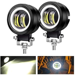 Kairiyard 3inch LED Motorcycle Driving Lights 60W 6000K Auxiliary Spotlights with DRL/Angel Eye Off Road Light Pod 6000lm LED Fog Work Light for Motorcycle Truck SUV UTV ATV Tractor, 2Pcs