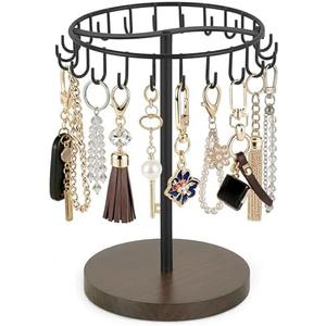 Dahey Keychain Display Stand for Vendor, Metal Bracelet Holder Organizer Hand Sanitizer Keychain Display with 22 Hooks Storage Keychains Bracelet for Study Desk Entryway Decor, Black