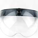 WANCAR Universal Motorcycle Retro Pilot-Style Standard 3 Snap-Button Visor Flip Up Down Open Face Helmet Wind Shield(Clear)