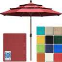 EliteShade USA 10-Year-Non-Fading 9ft 3-Tier Market Patio Umbrella, Commercial Grade Outdoor Table Umbrella with Crank Open, Windproof & UPF 50+ UV Protection, Heavy Duty Ventilation for Garden, Deck, Pool, Backyard, Beach & Bistro, Burgundy