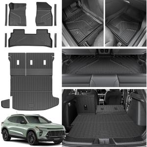 Floor Mats for 2024-2026 Chevy Trax/Buick Envista, All Weather TPE Cargo Mat with 3rd Seat Back Cover and Left Storage Mat for Chevy Trax Accessories Door Sill Guards