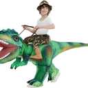 COMIN Inflatable Dinosaur Costume Kids Toddler Funny Blow Up Dino T Rex Costumes for Halloween Party Cosplay (green-55")