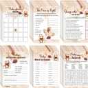 Jetec 302 Pcs Bear Baby Shower Games Set 6 Games Include Baby Shower Word Scramble Word Search Predictions and Advice the Price is Right Guess Mom or Dad(Brown Bear)