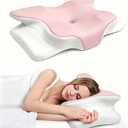 Cooling Neck Support Pillow, Adjustable Cervical Memory Foam for Pain Relief, Odorless Ergonomic Orthopedic Bed Pillows for Side Back Stomach Sleepers, Cozy Sleeping (Pink)
