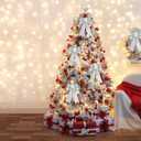 QDTK Christmas Tree Topper Bow Silver Glitter Christmas Bows Sparkly Stars Wreath Bow 13x9 Ribbon Bow for Wreaths Home Front Door Outdoor Xmas New Years Party Decorations