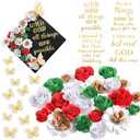 Feifeiya 40 Pcs DIY Graduation Cap Decoration Accessory Kit Include Faux Paper Flower Head Inspirational Graduation Quote Glitter Sticker 3D Butterfly DIY Kit for Grad Cap Gift(Gold)