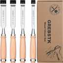 GREBSTK 4 Pcs Wood Chisel Set, CRV Steel Bevel Sharp Edge Bench Chisels with Edge Cover, Comfortful Beech Handle, for Woodworking and DIY Projects, 9.5"x(1/4", 1/2", 3/4", 1")