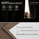 120 Inch Pinch Pleated Linen 100% Blackout Curtains Rust Brown W50xL120