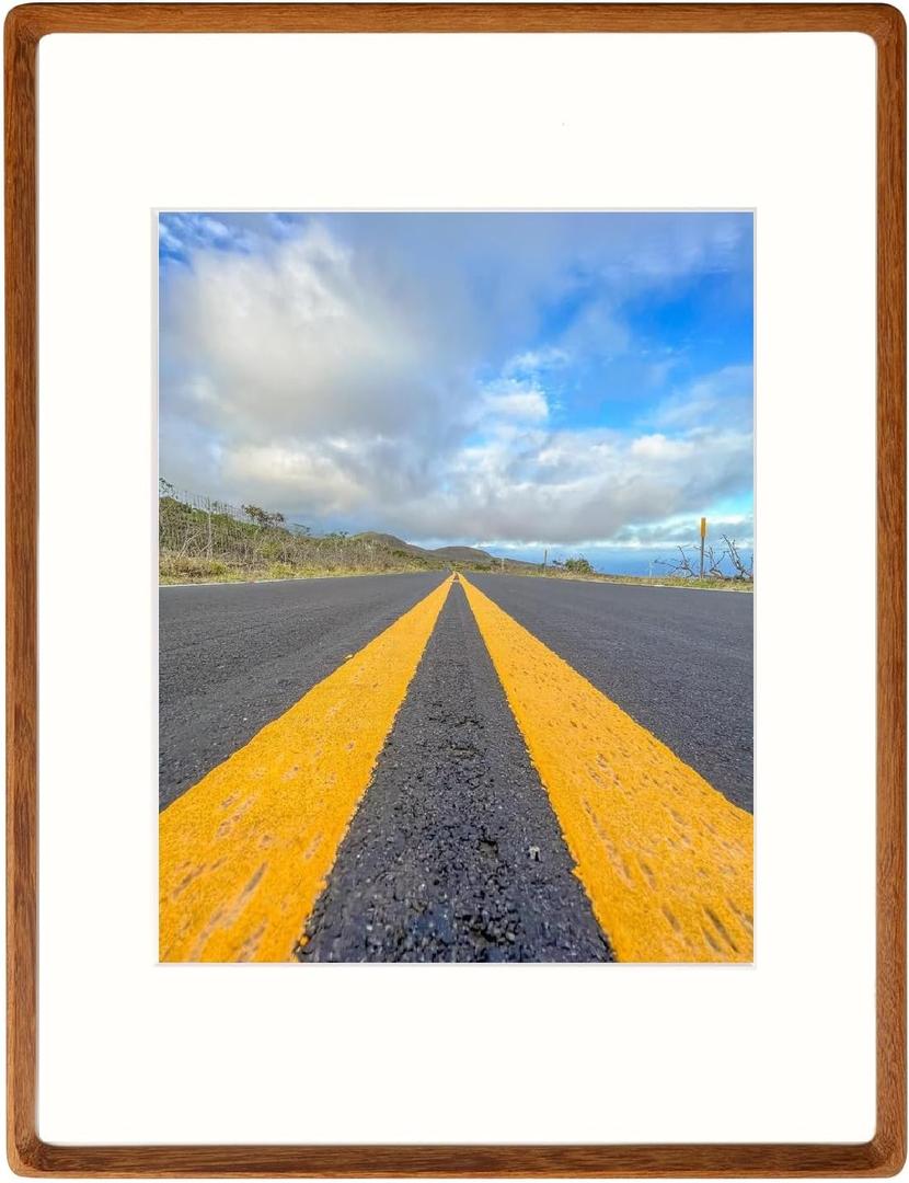 Natural Wood Photo Frames Inspired Tabletop Picture Frame with Mat, Vertical or Horizontal Display (Teak, 12x16 matted to 8.5x11)