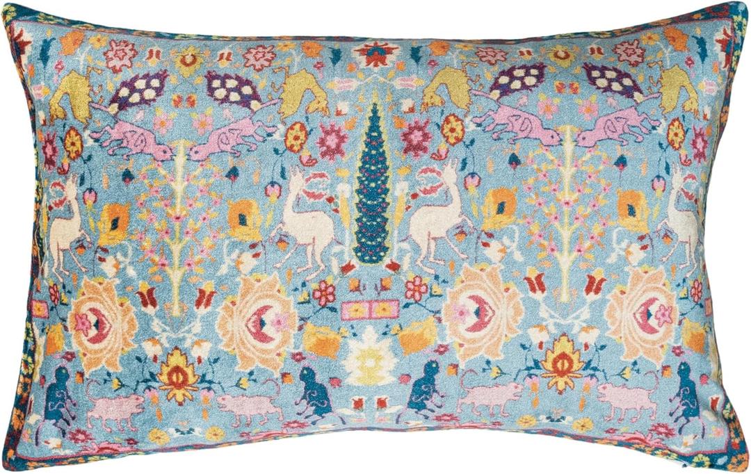 Creative Co-Op Floral Harmony Velvet Lumbar Pillow, Multicolor