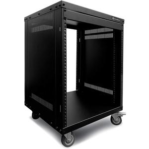 AxcessAbles 12U AV Equipment Rack | 19-Inch Steel Open Frame Home Studio Rack with 3 Caster Wheels | Universal Case for Studio, Server, Network Gear | 550lb Capacity | Screws, Spacer, Tool Included
