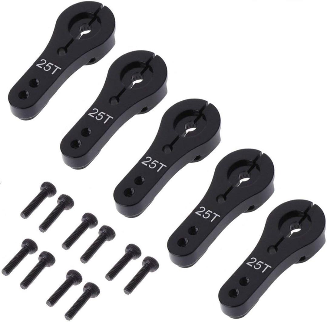 5 Pack ShareGoo 25T Aluminum Servo Horns M3 Threads Metal Steering Arm for RC Car Truck Buggy Airplane-Black