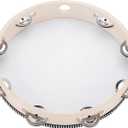 Tambourine for adults 10 inch Hand Held Drum Bell Birch Metal Jingles Percussion Gift Musical Educational Instrument for Church KTV Party (10 inch)