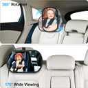 Baby Car Mirror, Safety Car Seat Mirror for Rear Facing Infant, Clear Wide View, 360Rotation, Easily Observe the Baby Move, Secure, Shatterproof, Crash Tested and Certified (2-Pack)
