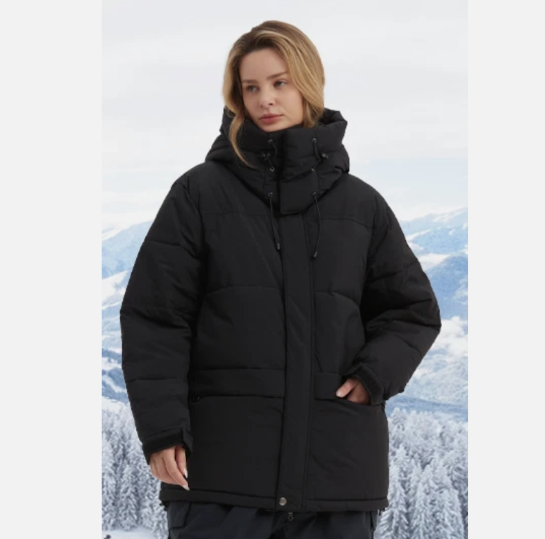 NOMADIKA Oversize Waterproof Ski Jacket Thick Snow Coats with Detachable Hood Winter Skiing Snowboard Jackets for Women Men, Black Size XL