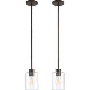 Oil Rubbed Bronze Pendant Lights Kitchen Island - Clear Glass Pendant Light Fixture Multiple Stems Rods 3 Units 12 Inch 3 Units 4 Inch (2 Pack Oil Rubbed Bronze Downrod)